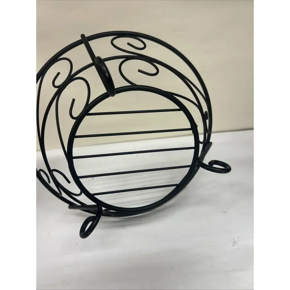 Wrought Iron Scroll Design Fruit Bowl Basket Black